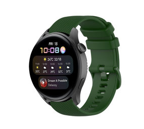 Strap-it® Huawei Watch 3 (Pro) luxe siliconen bandje (legergroen)