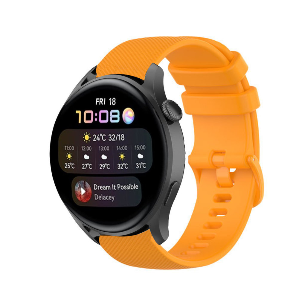 Strap-it® Strap-it Huawei Watch 3 (Pro) luxe siliconen bandje (oranje)