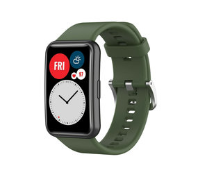 Strap-it® Huawei Watch Fit New siliconen bandje (donkergroen)