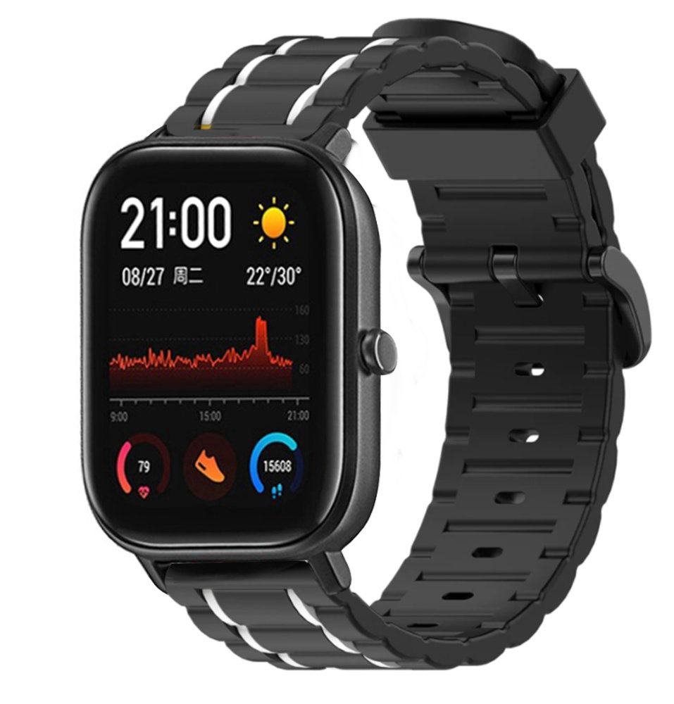 Strap-it® Strap-it Xiaomi Amazfit GTS sport gesp band (zwart/wit)