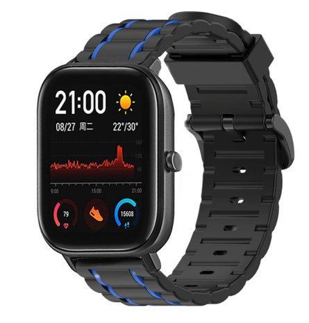 Strap-it® Strap-it Xiaomi Amazfit GTS sport gesp band (zwart/blauw)