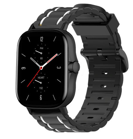 Strap-it® Strap-it Xiaomi Amazfit GTS 2 sport gesp band (zwart/wit) Strap-it® Strap-it Xiaomi Amazfit GTS 2 sport gesp band (zwart/wit)