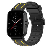 Strap-it® Xiaomi Amazfit GTS 2 sport gesp band (zwart/geel) Strap-it® Xiaomi Amazfit GTS 2 sport gesp band (zwart/geel)