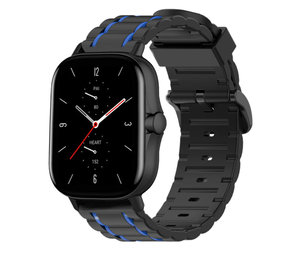Strap-it® Xiaomi Amazfit GTS 2 sport gesp band (zwart/blauw)