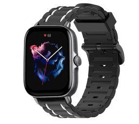 Strap-it® Amazfit GTS 3 sport gesp band (zwart/wit)