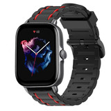Strap-it® Amazfit GTS 3 sport gesp band (zwart/rood)