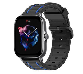 Strap-it® Amazfit GTS 3 sport gesp band (zwart/blauw)
