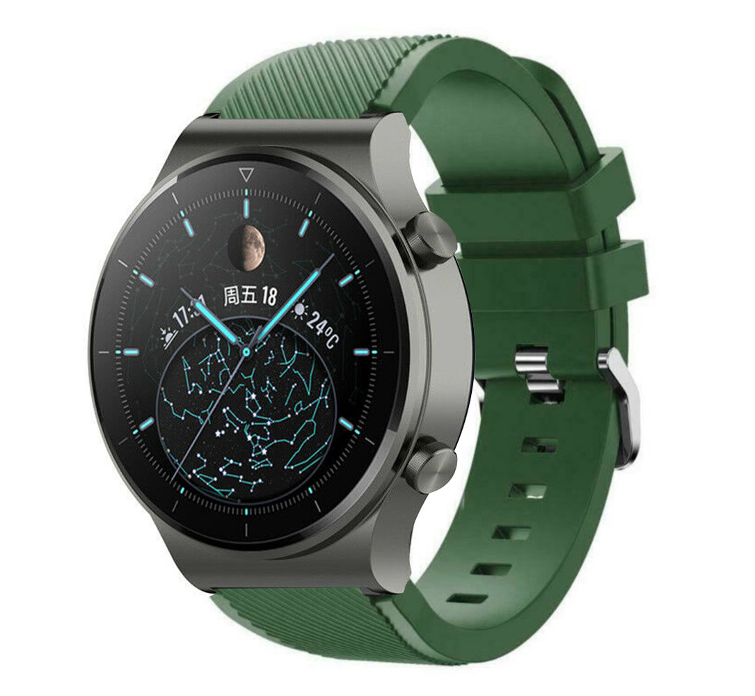 Strap-it® Strap-it Huawei Watch GT 2 Pro siliconen bandje  (legergroen)