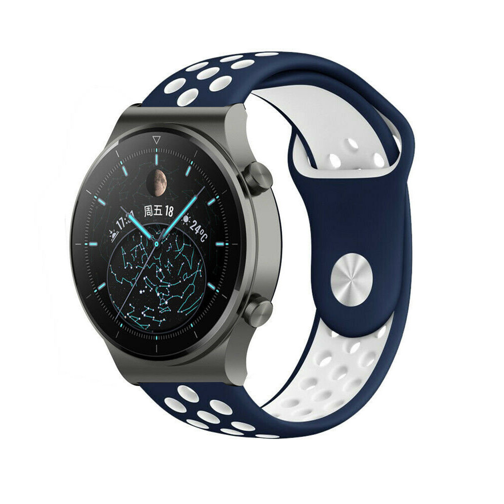 Strap-it® Strap-it Huawei Watch GT 2 Pro sport band (blauw/wit)