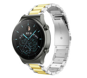 Strap-it® Huawei Watch GT 2 Pro stalen band (zilver/goud)