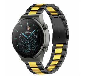 Strap-it® Huawei Watch GT 2 Pro stalen band (zwart/goud)