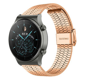Strap-it® Huawei Watch GT 2 Pro roestvrij stalen band (rosé goud)