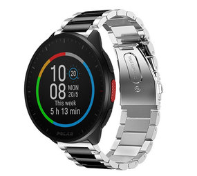 Strap-it® Polar Pacer stalen band (zilver/zwart)