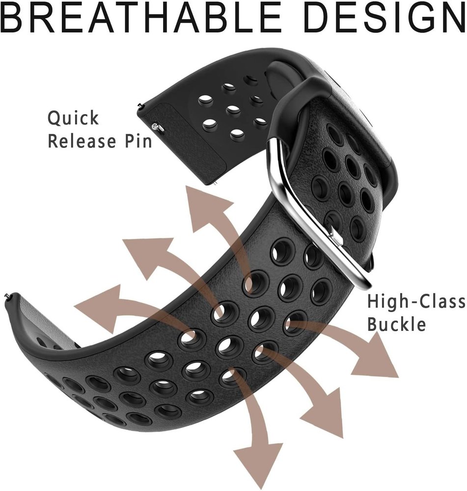 Strap-it® Strap-it Xiaomi Watch S1 siliconen bandje met gaatjes (zwart)