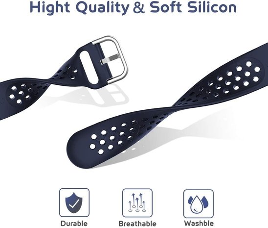 Strap-it® Strap-it Xiaomi Watch S1 siliconen bandje met gaatjes (donkerblauw)