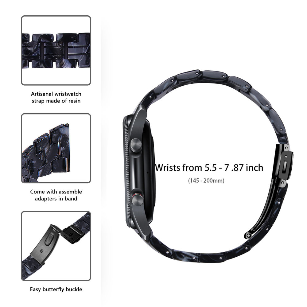 Strap-it® Strap-it Huawei Watch GT 3 Pro 46mm resin band (zwart/wit)