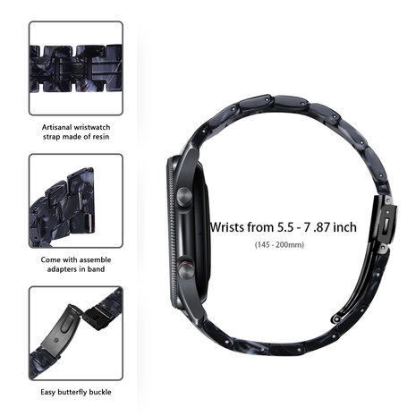 Strap-it® Strap-it Huawei Watch GT 3 Pro 46mm resin band (zwart/wit)