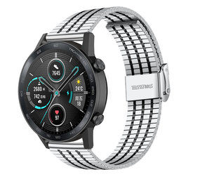 Strap-it® Honor Magic Watch 2 roestvrij stalen band (zilver/zwart)