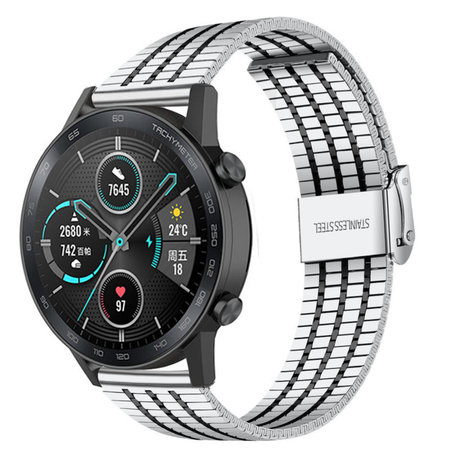 Strap-it® Strap-it Honor Magic Watch 2 roestvrij stalen band (zilver/zwart)