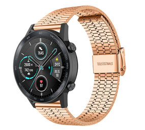 Strap-it® Honor Magic Watch 2 roestvrij stalen band (rosé goud)