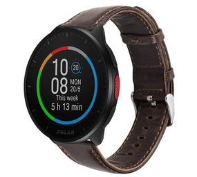 Strap-it® Polar Pacer leren bandje (donkerbruin)