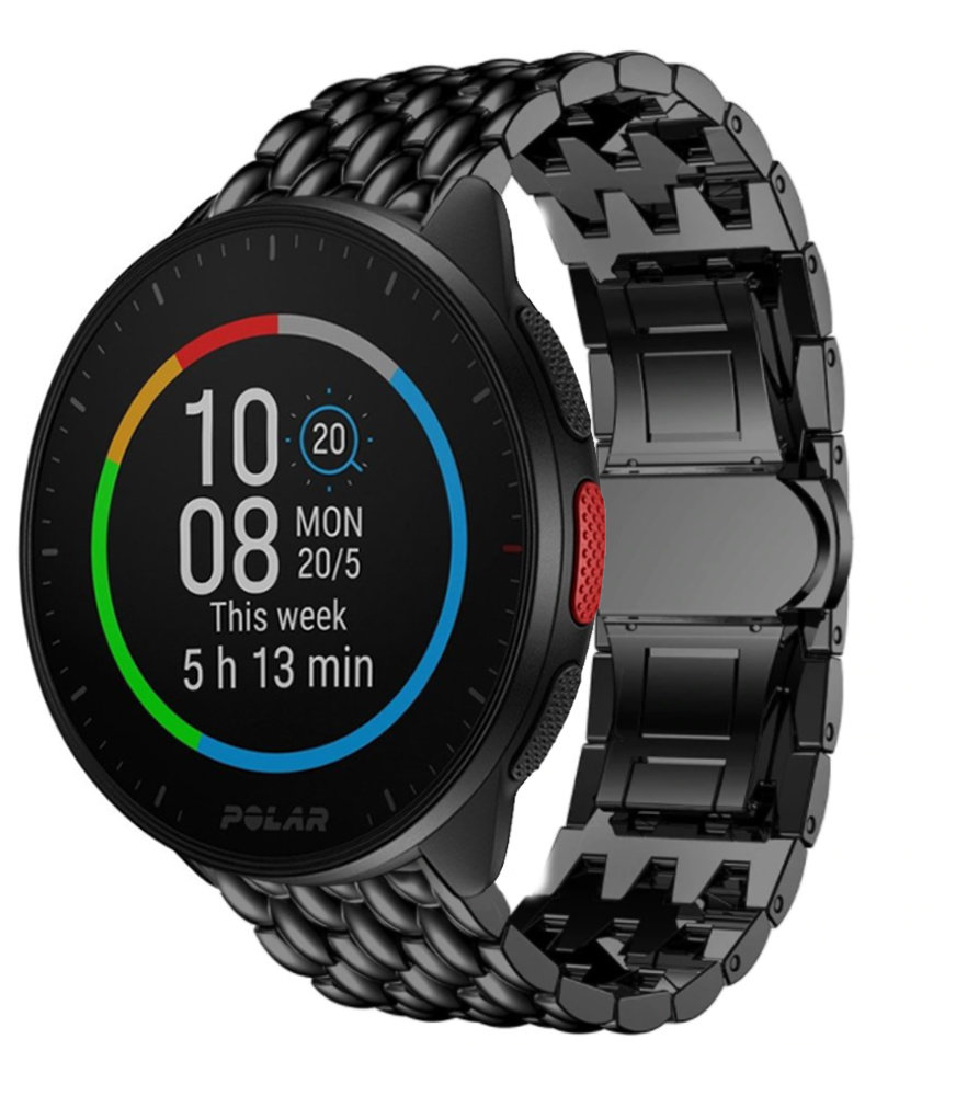 Strap-it® Strap-it Polar Pacer stalen draak band (zwart)