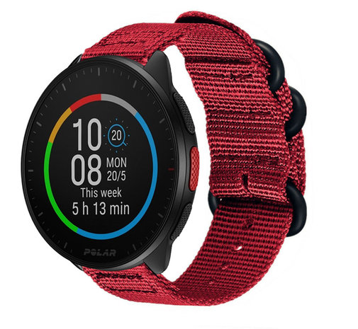 Strap-it® Strap-it Polar Pacer nylon gesp band (rood)