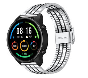 Strap-it® Xiaomi Mi Watch roestvrij stalen band (zilver/zwart) Strap-it® Xiaomi Mi Watch roestvrij stalen band (zilver/zwart)