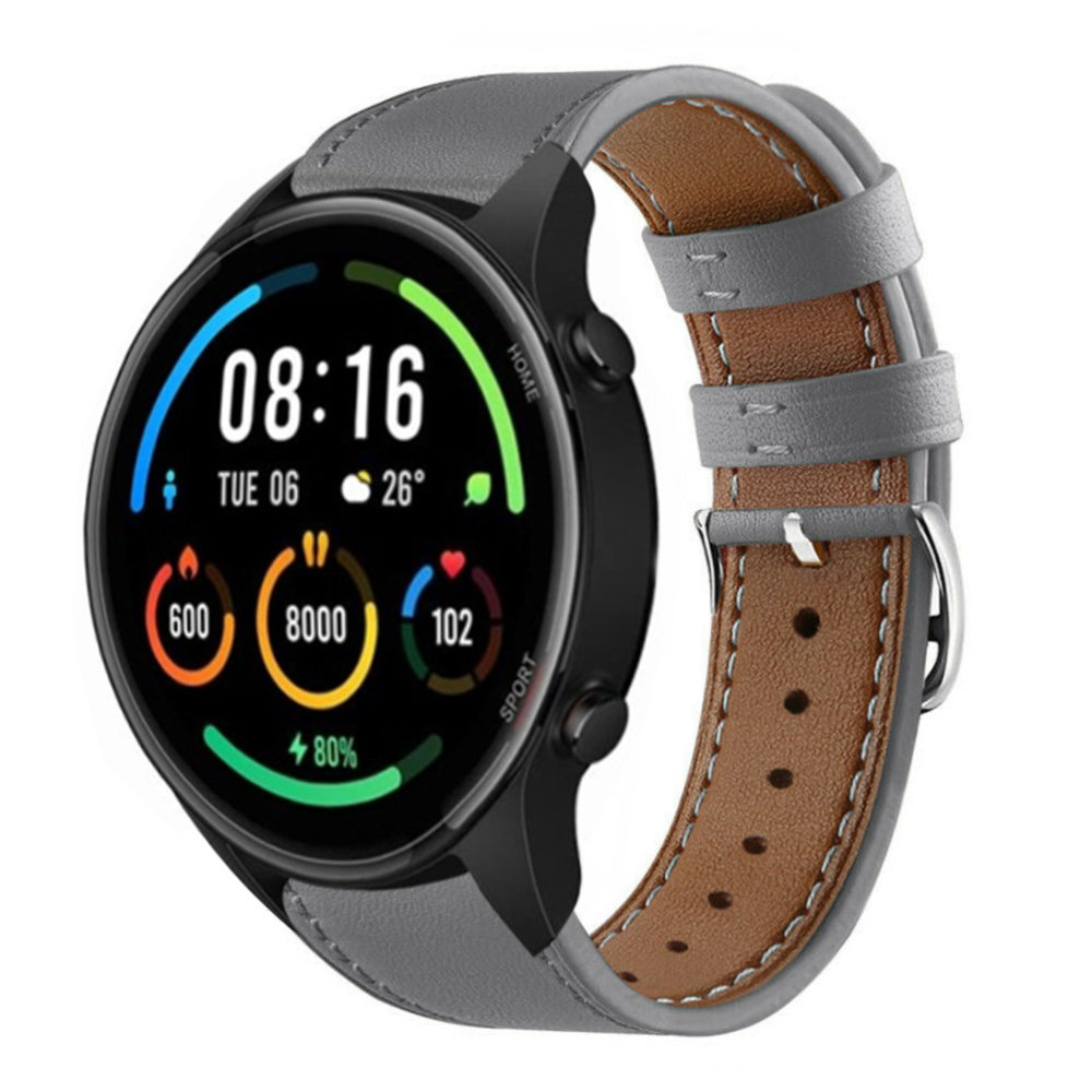 Strap-it® Strap-it Xiaomi Mi Watch bandje leer (grijs)