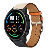 Strap-it® Xiaomi Mi Watch leren bandje(wit/donkerblauw)
