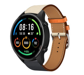 Strap-it® Xiaomi Mi Watch leren bandje(wit/donkerblauw) Strap-it® Xiaomi Mi Watch leren bandje(wit/donkerblauw)