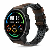 Strap-it® Xiaomi Mi Watch siliconen / leren bandje (zwart/bruin)