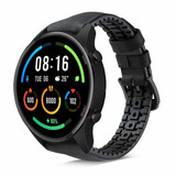 Strap-it® Xiaomi Mi Watch siliconen / leren bandje (zwart)