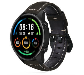 Strap-it® Xiaomi Mi Watch leren band (zwart)