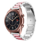 Strap-it® Strap-it Samsung Galaxy Watch 3 41mm stalen band (zilver/roze)