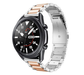 Strap-it® Samsung Galaxy Watch 3 45mm stalen band (zilver/rosé goud)