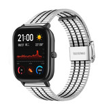 Strap-it® Amazfit GTS roestvrij stalen band (zilver/zwart) Strap-it® Amazfit GTS roestvrij stalen band (zilver/zwart)