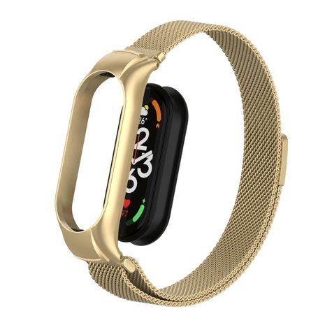 Strap-it® Strap-it Xiaomi Mi Band 7 Milanese band (retro goud) Strap-it® Strap-it Xiaomi Mi Band 7 Milanese band (retro goud)