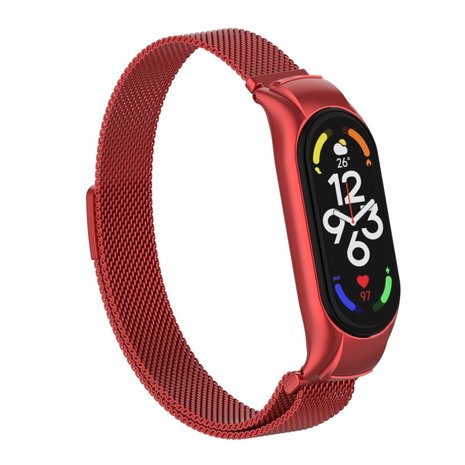 Strap-it® Strap-it Xiaomi Mi Band 7 Milanese band (rood) Strap-it® Strap-it Xiaomi Mi Band 7 Milanese band (rood)