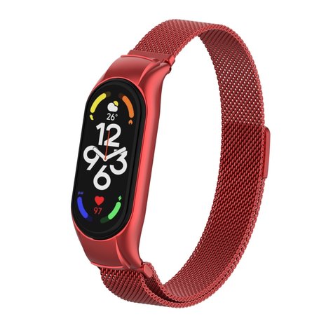 Strap-it® Strap-it Xiaomi Mi Band 7 Milanese band (rood) Strap-it® Strap-it Xiaomi Mi Band 7 Milanese band (rood)