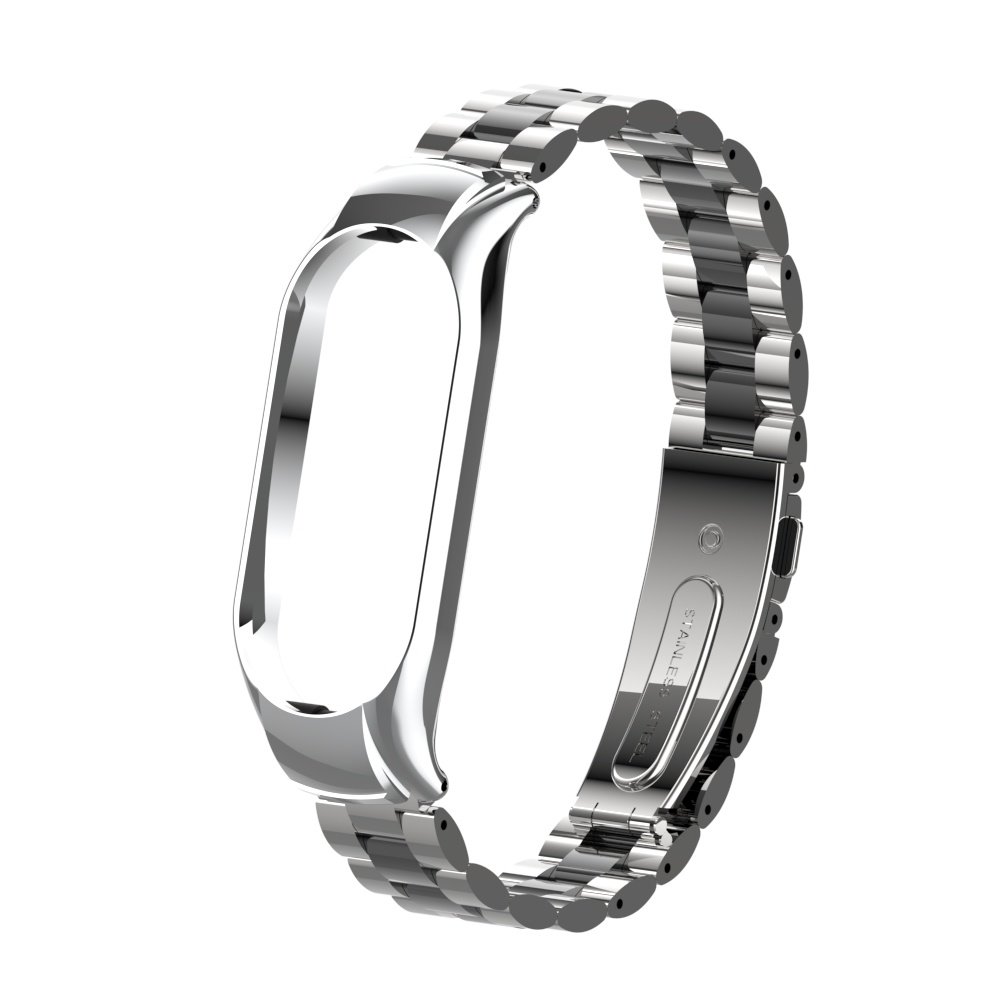 Strap-it® Strap-it Xiaomi Mi Band 7 stalen bandje (zilver/zwart)