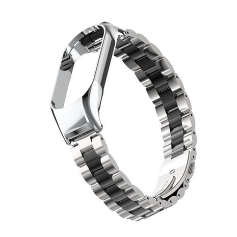 Strap-it® Strap-it Xiaomi Mi Band 7 stalen bandje (zilver/zwart)