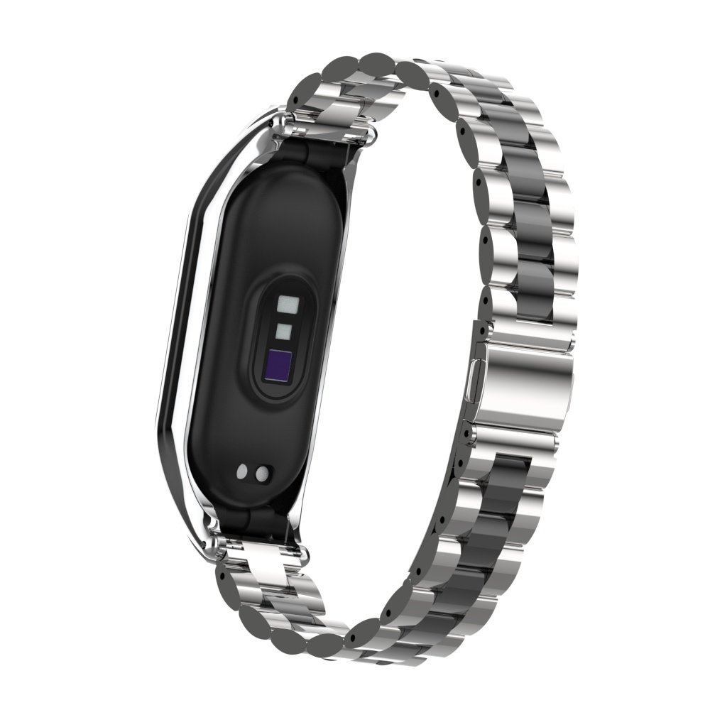 Strap-it® Strap-it Xiaomi Mi Band 7 stalen bandje (zilver/zwart)
