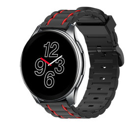 Strap-it® OnePlus Watch sport gesp band (zwart/rood)