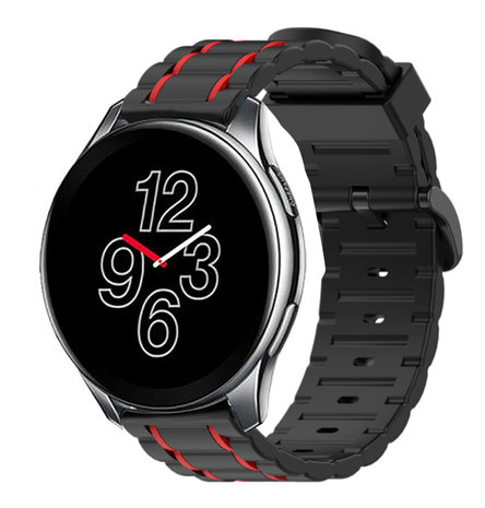 Strap-it® Strap-it OnePlus Watch sport gesp band (zwart/rood)