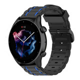 Strap-it® Amazfit GTR 3 (Pro) sport gesp band (zwart/blauw)