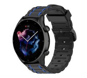 Strap-it® Amazfit GTR 3 (Pro) sport gesp band (zwart/blauw) Strap-it® Amazfit GTR 3 (Pro) sport gesp band (zwart/blauw)