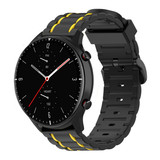 Strap-it® Amazfit GTR 2 sport gesp band (zwart/geel)