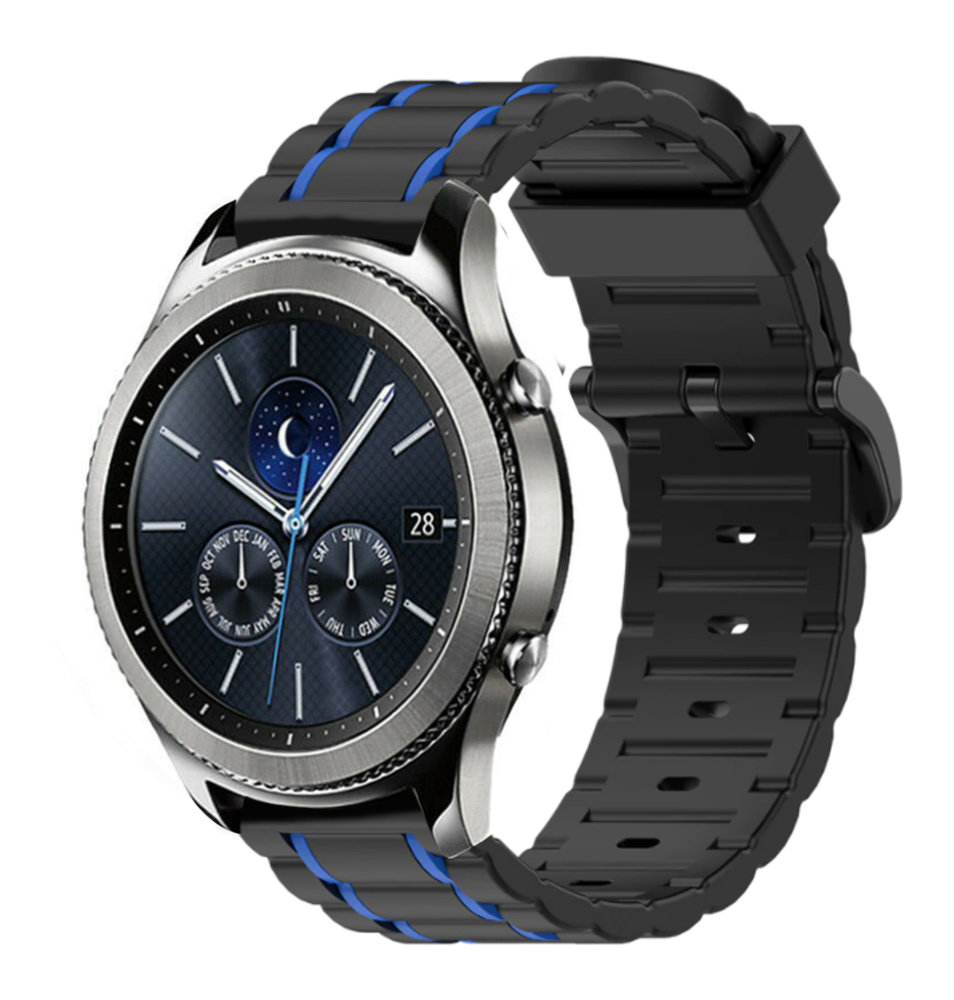 Strap-it® Strap-it Samsung Gear S3 sport gesp band (zwart/blauw)