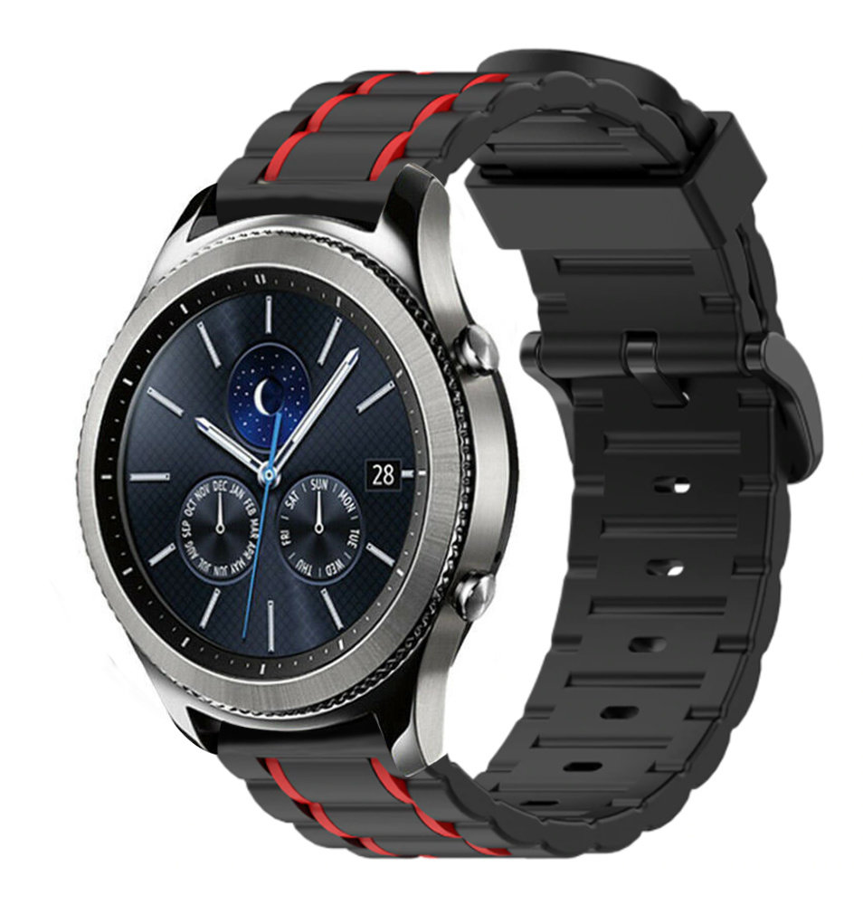 Mathis Selectiekader Mantel Samsung Gear S3 sport gesp band (zwart/rood) - Smartwatchbanden.nl